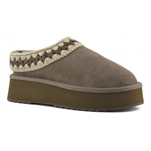 Mou platform clog suede leather sitiching