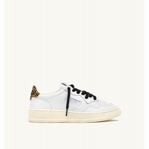 Sneakers medalist low in pelle bianca e leopard